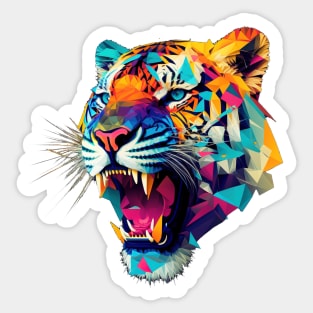 Roaring Polygon Tiger | Colorful Animal Art Sticker